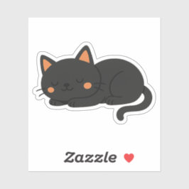 Peaceful Black Cat Nap Sticker