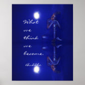 Peaceful Buddha sapphire blue reflection & quote Poster (Voorkant)