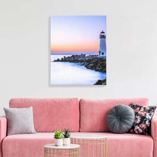Peaceful Calm Coastal Simplistic Lighthouse Art Canvas Afdruk (Insitu (Woonkamer))