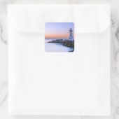 Peaceful Calm Coastal Simplistic Lighthouse Art Vierkante Sticker (Tas)
