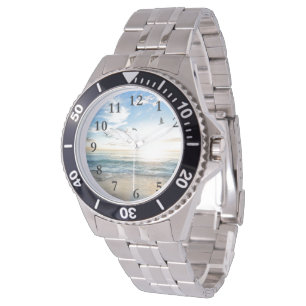 Peaceful Caribbean Tropical Beach & Birds Watch Horloge