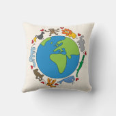 Peaceful Cute Cartoon Animals over de hele wereld Kussen (Achterkant)
