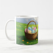 Peaceful Easter Spring Meadow Bunny & Egg Basket Koffiemok (Links)