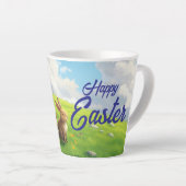 Peaceful Easter Spring Meadow Bunny & Egg Basket Latte Mok (Rechterhoek)