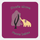 Peaceful Elephant Under Tree Vierkante Sticker (Voorkant)