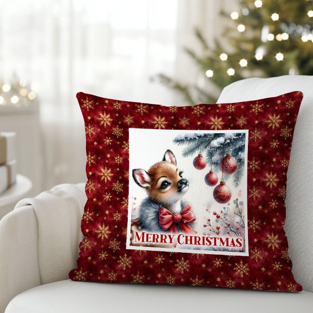 Peaceful Fawn Christmas Pillow Gift for Kids Cozy  Kussen (Peaceful Fawn Christmas Pillow Gift for Kids Cozy Room)