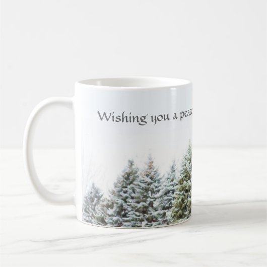 Peaceful Forest Winter Holiday Coffee Mok (Links)