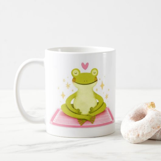 Peaceful Frog – Kind_Ones Whimsical Calm Mug (Avec donut)
