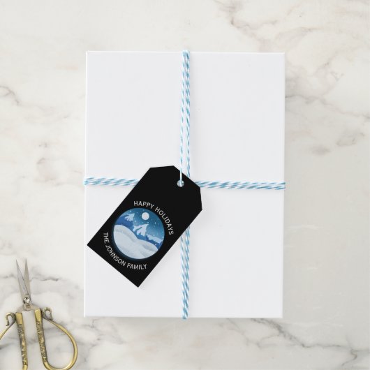 Peaceful Frosted Landscape Custom Cadeaulabel (Met Touw)