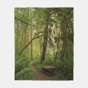 Peaceful Green Forest Trail in Washington Fleece Deken