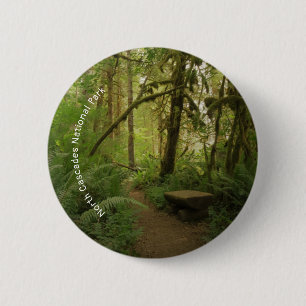 Peaceful Green Forest Trail in Washington Ronde Button 5,7 Cm