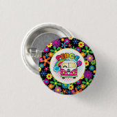 Peaceful Hippy Ronde Button 3,2 Cm (Voorkant /achterkant)