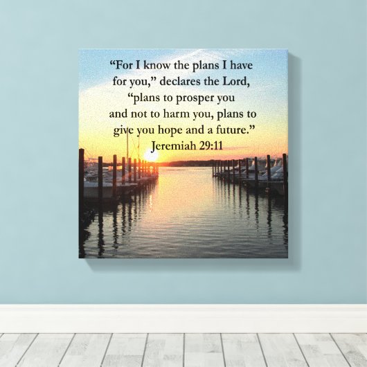 PEACEFUL JEREMIAH 29:11 SUNSET CANVAS AFDRUK (Insitu (Houten vloer))