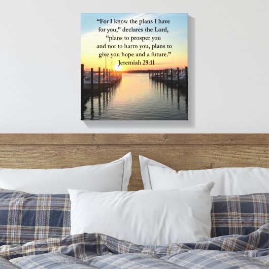 PEACEFUL JEREMIAH 29:11 SUNSET CANVAS AFDRUK (Insitu (Slaapkamer))