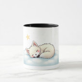 Peaceful Kawaii Arctic Fox Starry Night Winter Mok (Midden)