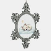 Peaceful Kawaii Arctic Fox Starry Night Winter Tin Sneeuwvlok Ornament (Links)