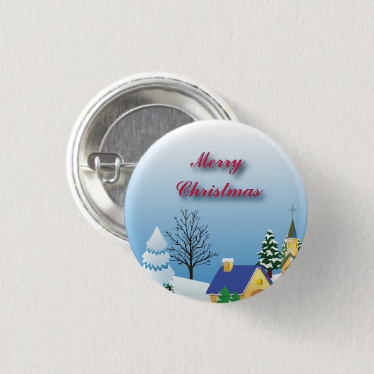 Peaceful kerstkerk Amazing Calm Fab Ronde Button 3,2 Cm (Voorkant /achterkant)