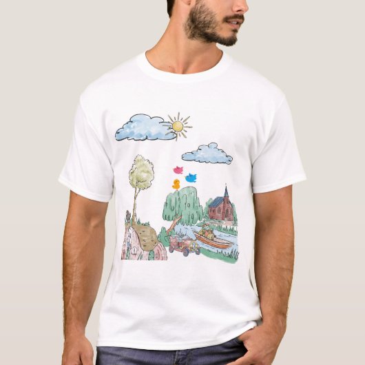 Peaceful Lake with Trees T-shirt (Voorkant)