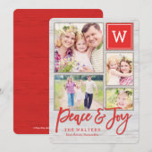 Peaceful Monogram Holiday Photo Collage Card Feestdagenkaart (Voorkant / Achterkant)