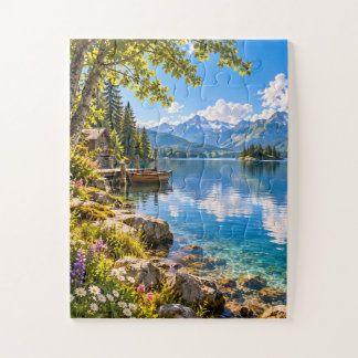 Peaceful Mountain Lake Jigsaw Puzzle Legpuzzel