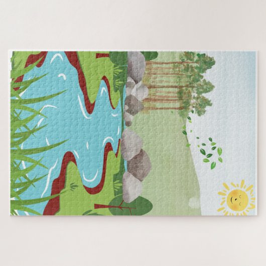 Peaceful Nature River Puzzle – Whimsical Landscape (Horizontal)