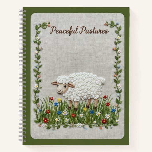 Peaceful Pastures Embroidered Sheep Nature Journal (Devant)