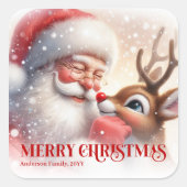 Peaceful Personalized Santa Rudolph Christmas  Vierkante Sticker (Voorkant)