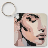 Peaceful pixel face in soft tones sleutelhanger (Voorkant)