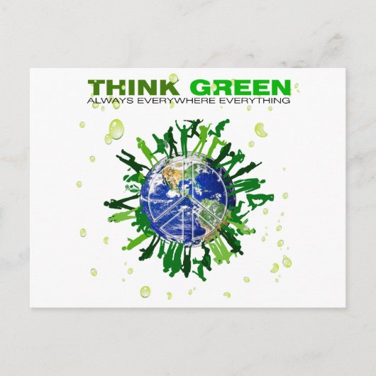 Peaceful Planet: Denk groen Briefkaart (Voorkant)