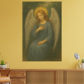 Peaceful Prayer Angel – Golden Halo White Wing Gua Canvas Afdruk (Insitu (Woonkamer))