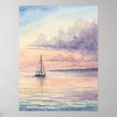 Peaceful Sailboat Sunset Poster (Voorkant)