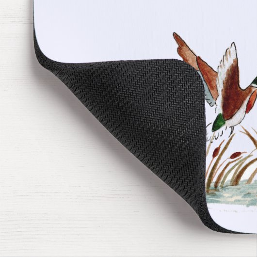 Peaceful scene Mallard Duck over Cattails Muismat (Hoek)