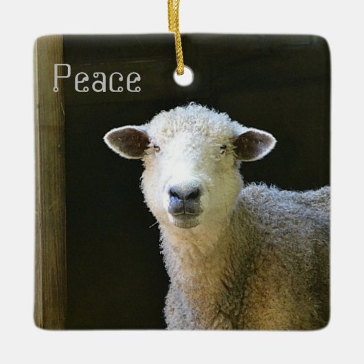Peaceful Sheep Keramisch Ornament (Voorkant)