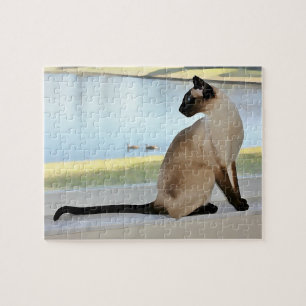 Peaceful Siamese Cat Painting Legpuzzel
