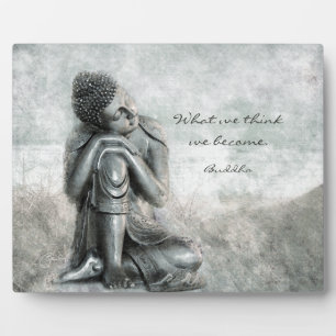 Peaceful Silver Buddha met Wisdom Quote Fotoplaat