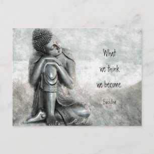 Peaceful Silver Buddha Wisdom Mindfulness Quote Briefkaart