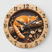 Peaceful Sleeping Orange Tabby Cat Grote Klok (Voorkant)