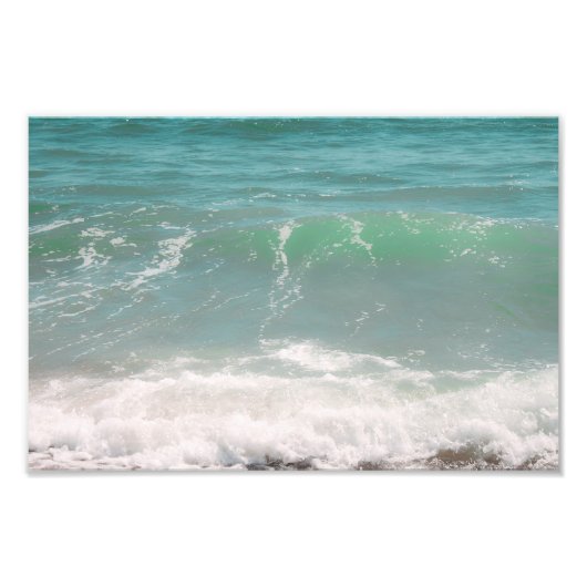 Peaceful Waves Blue Green Zee Beach Photography Foto Afdruk (Voorkant)
