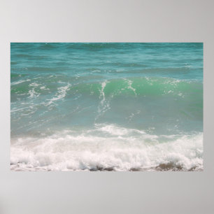 Peaceful Waves Blue Green Zee Beach Photography Poster
