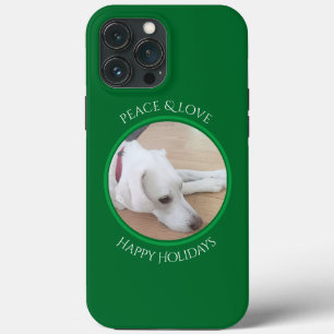Peaceful White Dog Red Collar Kerstmis iPhone 13 Pro Max Hoesje