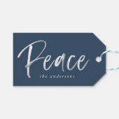 Peaceful Winter | Navy Holiday Cadeaulabel (Voorkant (Horizontaal))