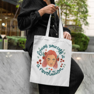 Peaceful Woman Floral Deisgn Tote Bag