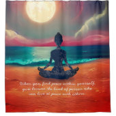 Peaceful Yoga Meditation Moonlight Sky Quote Douchegordijn (Voorkant)