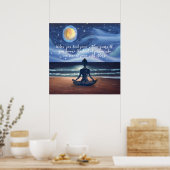 Peaceful Yoga Meditation Moonlight Sky Quote Poster (Keuken)