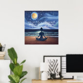 Peaceful Yoga Meditation Moonlight Sky Quote Poster (Thuiskantoor)