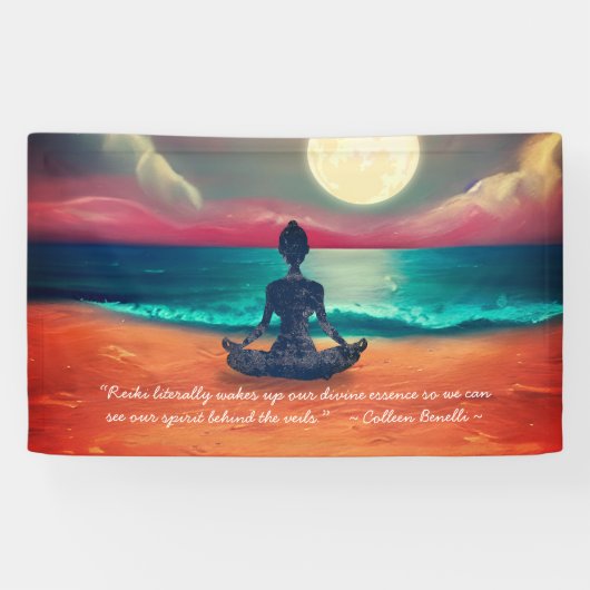 Peaceful Yoga Meditation Moonlight Sky Quote Spandoek (Horizontaal)
