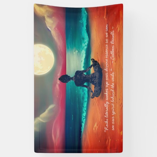 Peaceful Yoga Meditation Moonlight Sky Quote Spandoek (Verticaal)