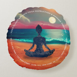 Peaceful Yoga Meditation Moonlight Sky Rond Kussen