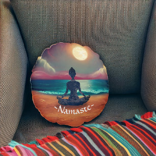 Peaceful Yoga Meditation Moonlight Sky Rond Kussen