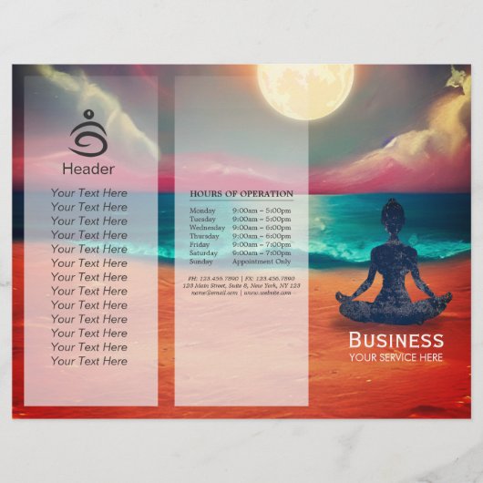 Peaceful Yoga Meditation Moonlight Sky Zee TriFold (Voorkant)